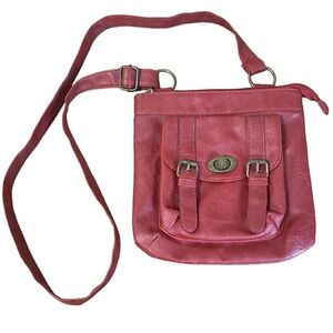Red Crossbody Copper Hardware Purse Bag